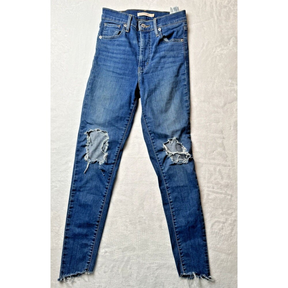 Levi Size 26X30 Womens Jeans (Actual Inseam 26) Ankle Raw Hem Distress Skinny